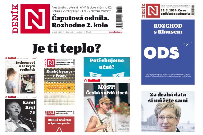 Koláž titulních stran Deníku N.