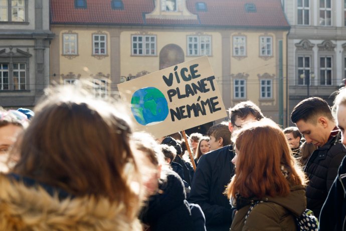 Studentská demonstrace za klima. Foto: Adam Hecl, Deník N