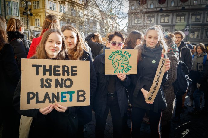 Studentská demonstrace za klima. Foto: Adam Hecl, Deník N