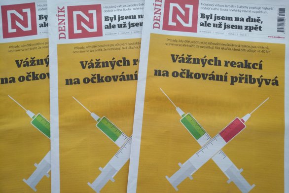 Titulní strana tištěného Deníku N, 26. 4. 2019. Foto: Jan Moláček, Deník N