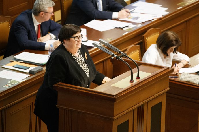 Ministryně spravedlnosti Marie Benešová ve Sněmovně. Foto: Adam Hecl, Deník N