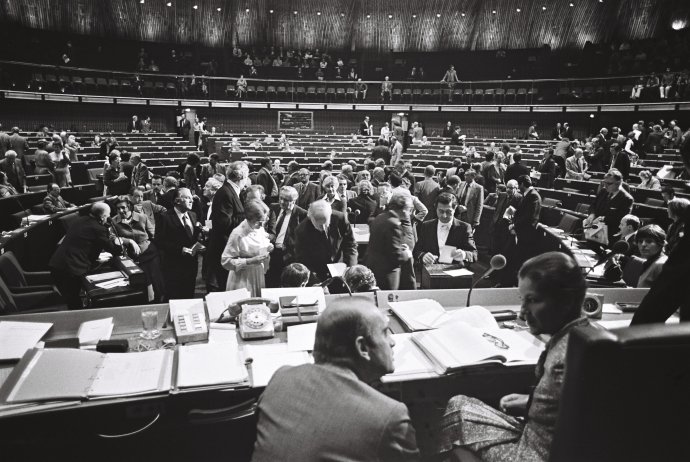 První zasedání přímo zvoleného Evropského parlamentu ve francouzském Štrasburku, září 1979. Foto: © European Union, 1979 – EP