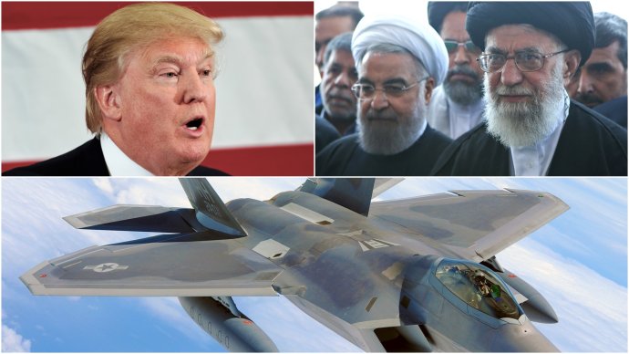 Trump, Rouhání, Chameneí a F-35. Koláž Deník N
