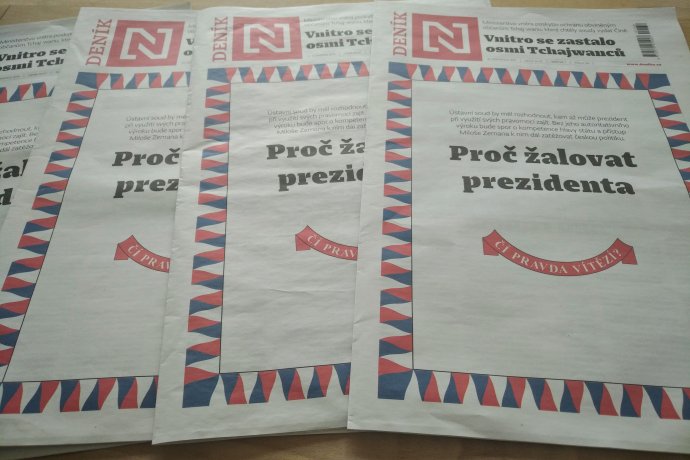 Titulní strana tištěného Deníku N, 25. 7. 2019. Foto: Jan Moláček, Deník N