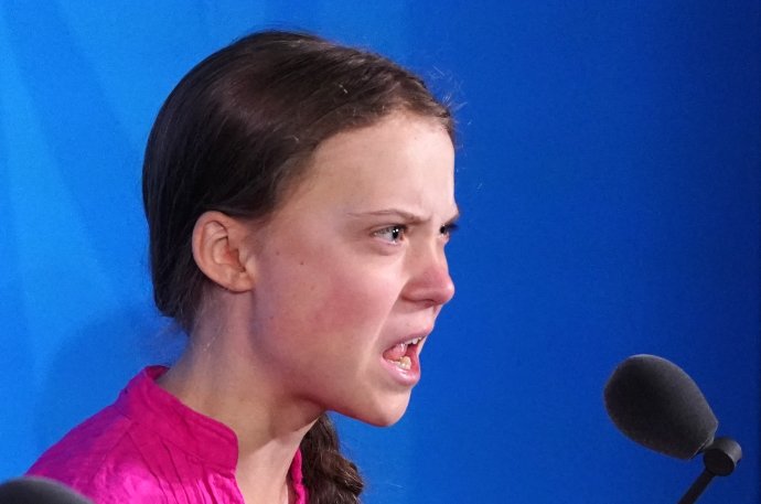Šestnáctiletá švédská aktivistka Greta Thunbergová na klimatickém summitu OSN v New Yorku 23. září 2019. Foto: Reuters
