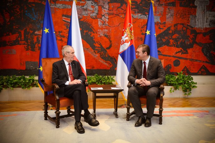 Prezident Miloš Zeman jedná se svým srbským protějškem Aleksandarem Vučićem. Foto: Jiří Ovčáček / Twitter