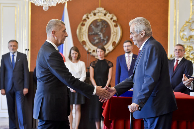 Prezident Miloš Zeman při jmenování Andreje Babiše podruhé předsedou vlády. Foto: ČTK