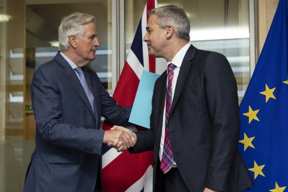 Hlavní vyjednavači pro brexit, za EU Michel Barnier a za britskou vládu ministr Stephen Barclay. Foto: Lukasz Kobus, European Union, EC – Audiovisual Service