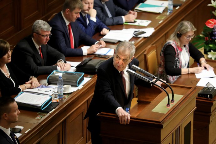 Prezident Miloš Zeman v Poslanecké sněmovně. Foto: Ludvík Hradilek, Deník N