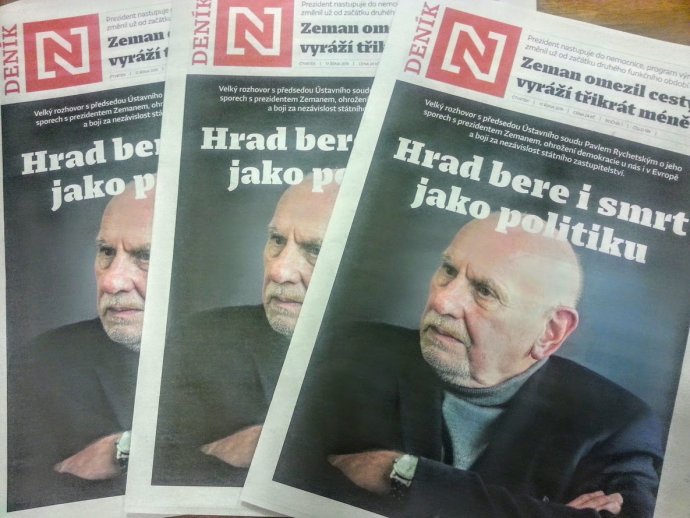 Titulní stránka tištěného Deníku N, 17. 10. 2019. Foto: Jan Moláček, Deník N