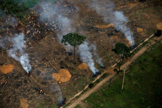 Oblast vykáceného a vypáleného pralesa v Amazonii poblíž města Porto Velho v brazilském státě Rondonia. Foto: Bruno Kelly, Reuters
