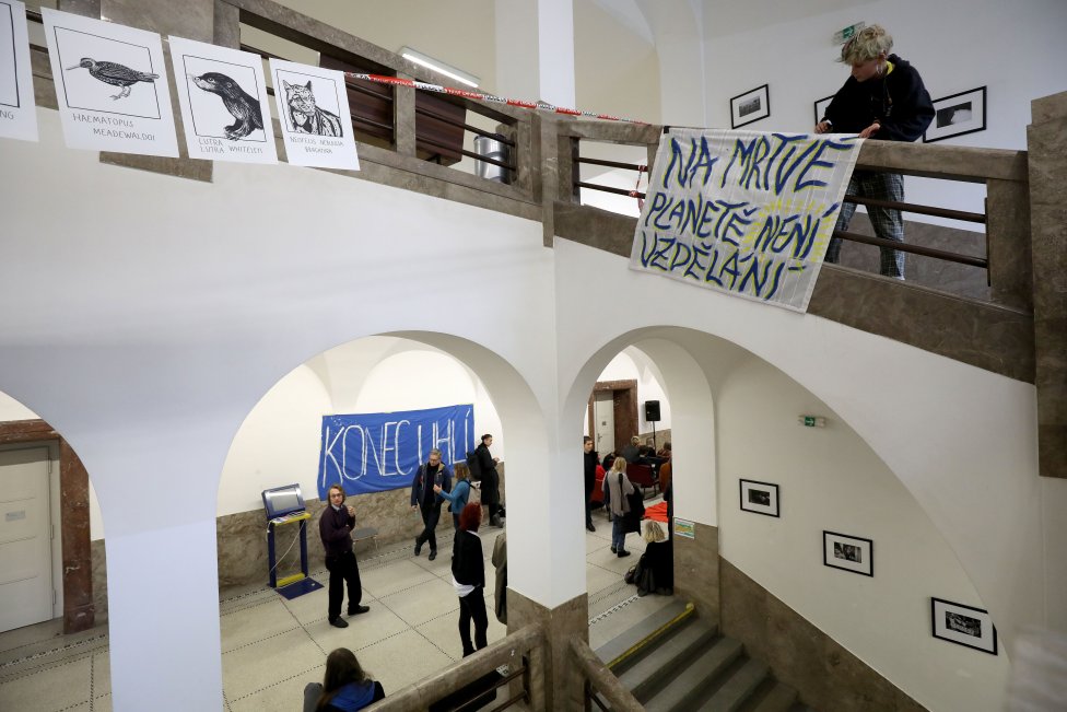 Okupační stávka za klima na Filozofické fakultě Univerzity Karlovy. Foto: Ludvík Hradilek, Deník N