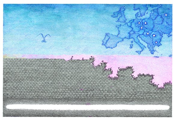 Copyright © Petr Sís — ilustrace z knihy Zeď, nakladatelství Labyrint