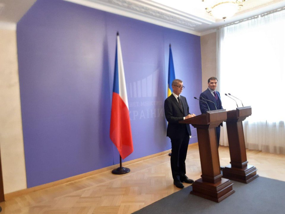 Ukrajinský premiér Oleksij Hončaruk a jeho protějšek Andrej Babiš. Foto: Petra Procházková, Deník N