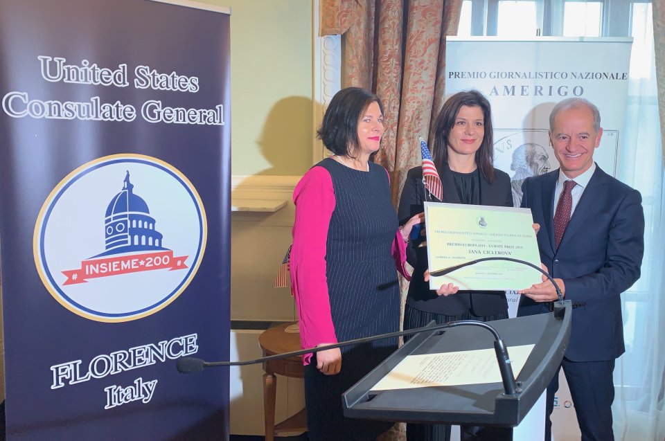 Předávání mezinárodních novinářských cen Amerigo Media Award 2019 se konalo na americkém konzulátu v italské Florencii. Foto: Břetislav Horák pro Deník N.