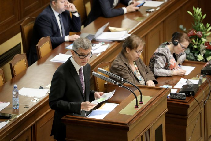 Premiér Andrej Babiš v Poslanecké sněmovně: Foto: Ludvík Hradilek, Deník N