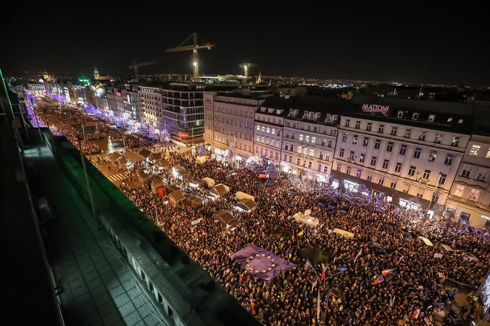 Demonstrace na Václavském náměstí. Foto: Gabriel Kuchta, Deník N