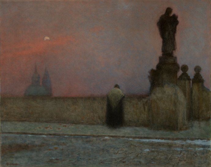 Je "smutné" umění hodnotnější? Jakub Schikaneder: V podvečer na Hradčanech (1913). Repro: Národní galerie Praha