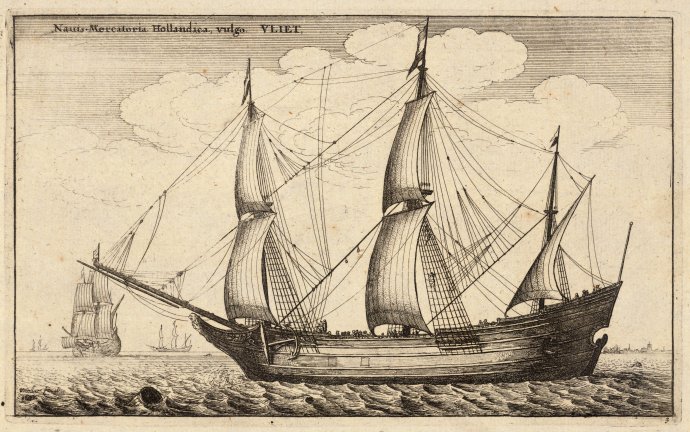 Nizozemci začali stavět nový typ lodí – flauty –, který jim umožnil plout rychleji a vézt větší objemy zboží, než do té doby umožňovaly portugalské a španělské karaky. Repro: University of toronto