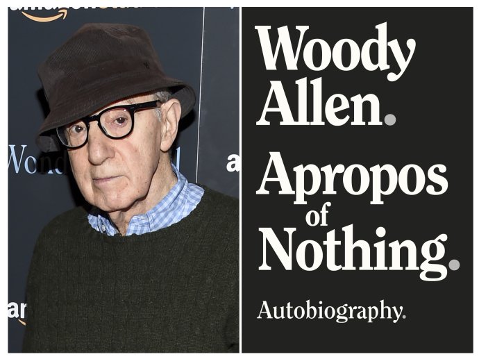 Woody Allen v roce 2017 a obálka jeho nové knihy. Foto: ČTK/AP