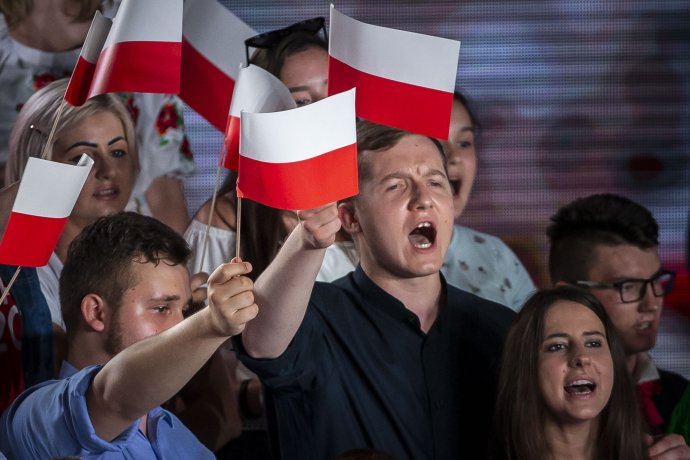 Poláci na volebním mítinku před volbami v roce 2020. Foto: Gabriel Kuchta, Deník N