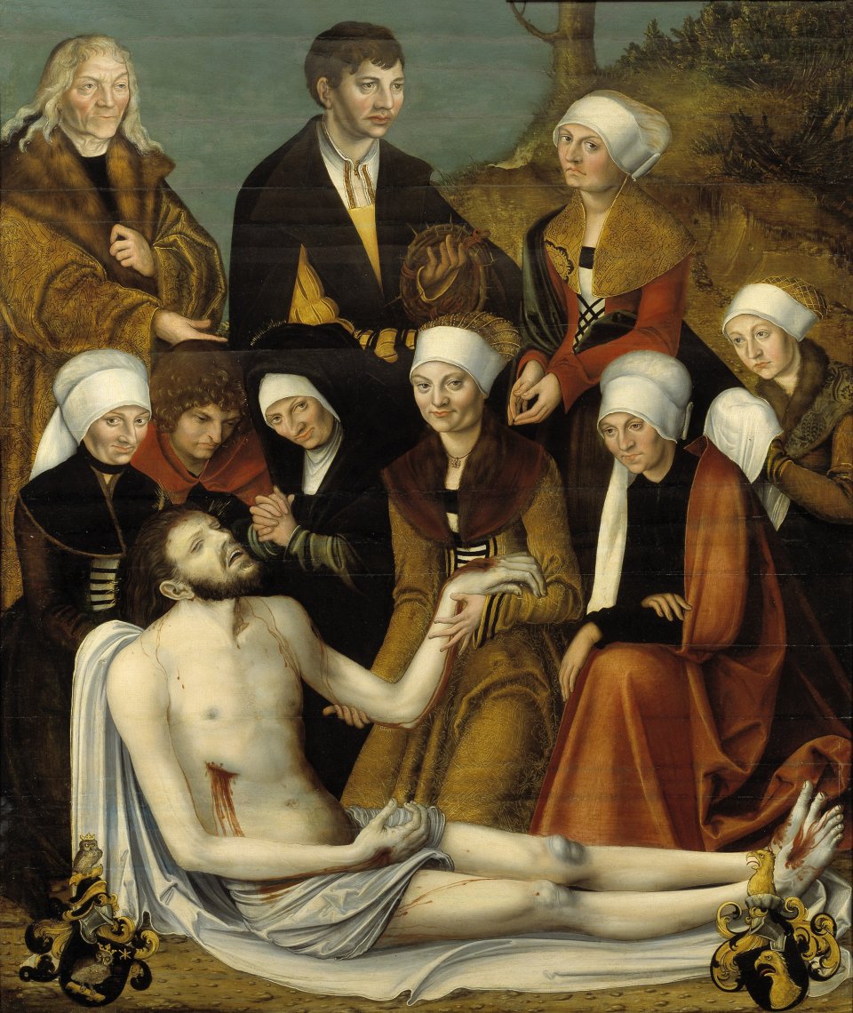 Novověká malba Oplakávání Krista z okruhu Lucase Cranacha st. Zdroj: NM Stockholm