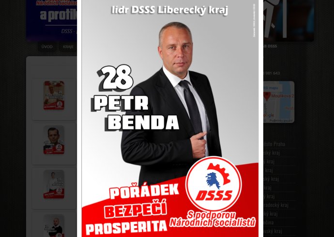Petr Benda na plakátě DSSS. Foto: Deník N