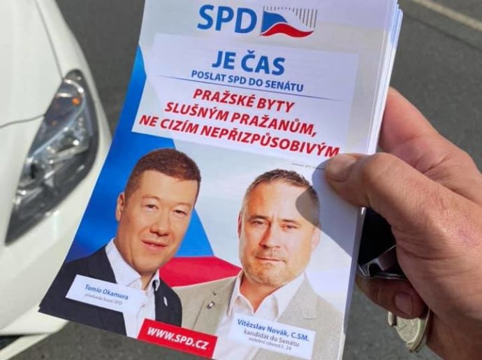 Někdejší předseda pražské SPD Vítězslav Nobái a předseda SPD Tomio Okamura (vlevo). Foto: SPD