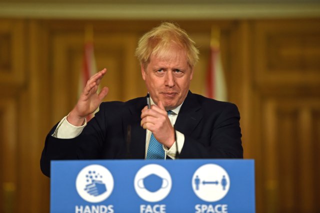 Britský premiér Boris Johnson při dnešním prohlášení pro média. Foto: ČTK/PA