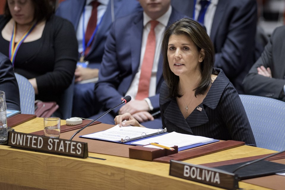 Nikki Haley jako zástupkyně USA v OSN při jednání Rady bezpečnosti v roce 2018. Foto: Manuel Elias, UN Photo