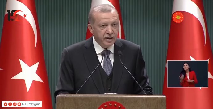 Turecký prezident Erdogan při projevu na podporu Ázerbájdžánu proti Arménii ve sporu o Karabach. Zdroj: https://www.facebook.com/RTErdogan/videos/1131373870571522