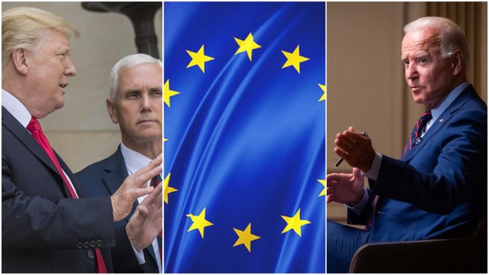 Donald Trump, Joe Biden a EU mezi nimi. Foto: Department of defense, německá vláda a Adam Schultz, CC BY-NC-SA 2.0
