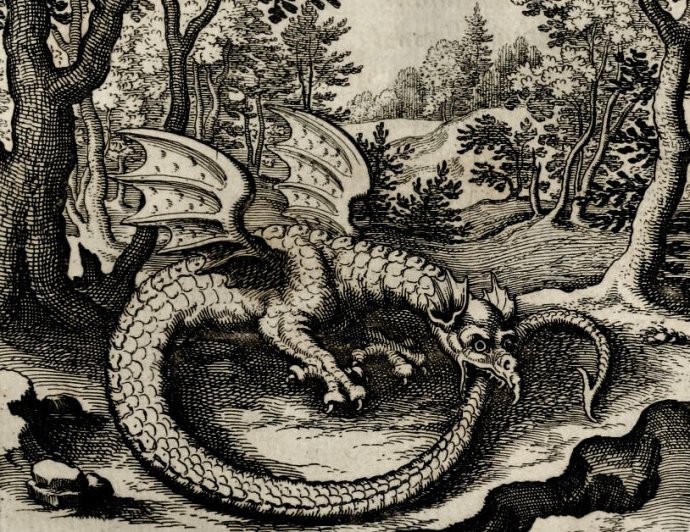 Západ, podobající se bájnému draku Uroborovi zakousnutému do vlastního ocasu, se bojí radikálně rozseknout zatuhlý kruh času, protože tam vepředu je příliš mnoho neznámého. Repro rytiny Lucase Jennise (1590–1630).
