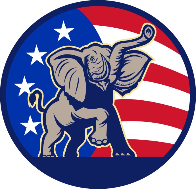 Slon, symbol americké „Velké staré strany“, Republikánské strany. Foto: Adobe Stock