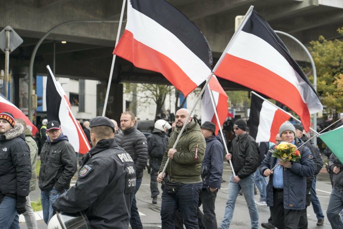 Protest německé neonacistické strany Die Rechte. Foto: ČTK