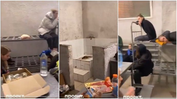 Sociální sítě v Rusku i v zahraničí obletěly záběry z cely v centru pro zadržené v ruském Sacharovu, v němž jsou z důvodu přeplněných vazebních věznic drženi lidé zatčení na demonstracích za Alexeje Navalného. Zdroj: Shaveddinov, Twitter