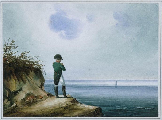Napoleon na Sv. Heleně. Obraz Franze (Františka) Xavera Sandmanna, německého malíře žijícího převážně v Praze, z roku 1820. Public domain