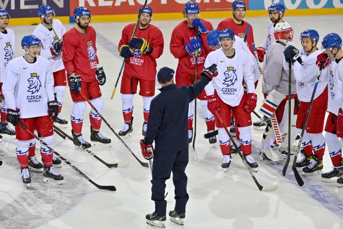 Trénink české hokejové reprezentace 20. května 2021 na mistrovství světa v Rize. Foto: ČTK