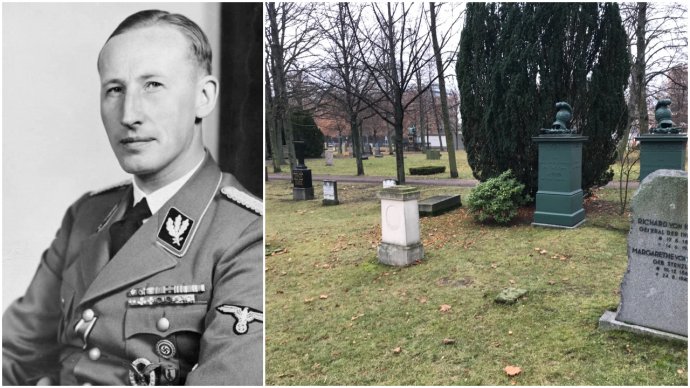 Reinhard Heydrich a berlínský Hřbitov invalidů. Foto: Bundesarchiv a Pavel Polák, Deník N