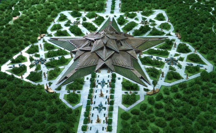 Muzeum ve tvaru pěticípé hvězdy se bude rozprostírat na 150 tisících metrech čtverečních. V každém cípu bude ztvárněna jedna bitva. Foto: kremlin.ru