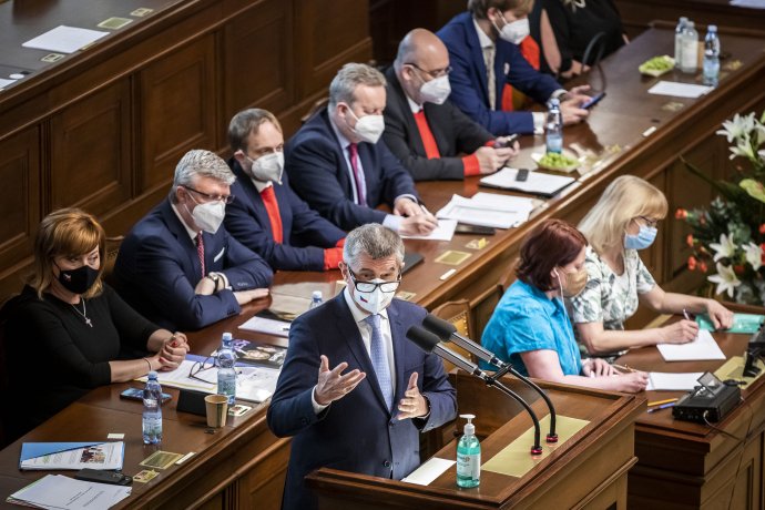 Premiér Andrej Babiš kritizoval opozici (ANO). Foto: Gabriel Kuchta, Deník N
