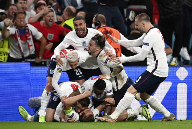 Anglická fotbalová reprezentace postoupila do finále mistrovství Evropy vůbec poprvé v historii. Foto: ČTK / AP / Andy Rain