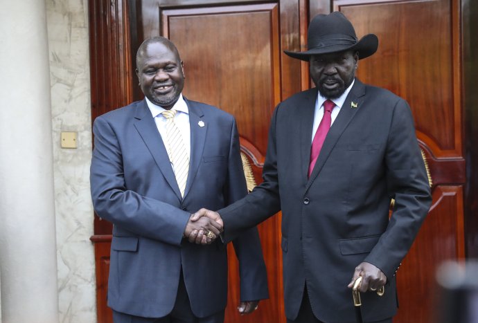 Jihosúdanský prezident Kiir a první viceprezident Machar v hlavním městě Džubě v roce 2019. Foto Isaac Billy, OSN, UN Photo, CC BY-NC-ND 2.0