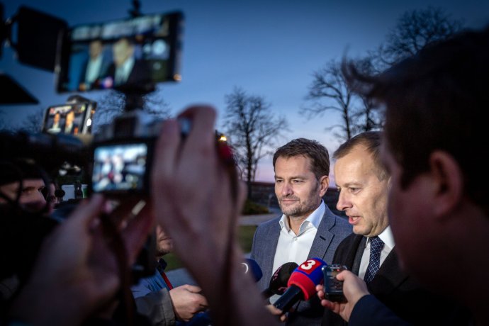 Dvě hlavní tváře slovenské koalice - dnes už bývalý premiér Igor Matovič (Obyčejní lidé) a Boris Kollár (Jsme rodina). Foto: Tomáš Benedikovič, Denník N