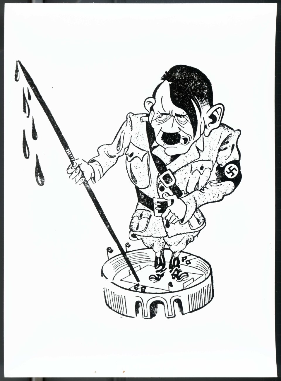 Karikatura Adolfa Hitlera z kampaně levicového tisku proti OH 1936 v Berlíně. Fofo: Archiv ODTVS Národního muzea