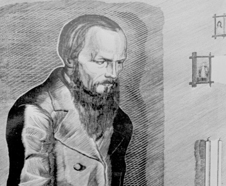 Dobová kresba F. M. Dostojevského od V. Favorského. Foto: ČTK