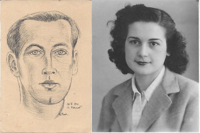 Klecanův portrét ze zajateckého tábora a podobenka jeho lásky Paquity. Foto: archiv autora