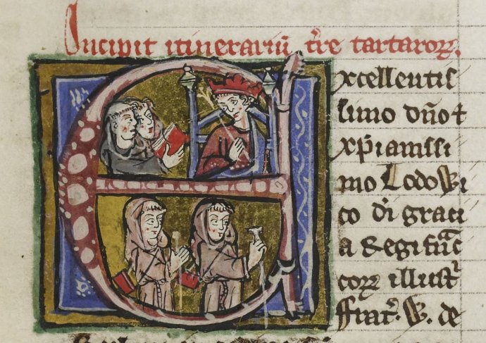 Iniciála z kopie Vilémova rukopisu, pořízené ve 14. století. Repro: Wikimedia Commons