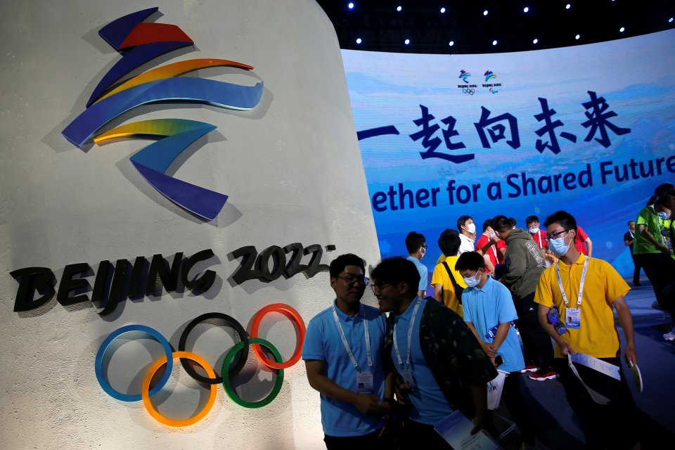 Slogan ZOH Peking 2022 „Společně pro sdílenou budoucnost“ kopíruje ideologický slogan Komunistické strany Číny. Foto: Wang Tching-šu, Reuters