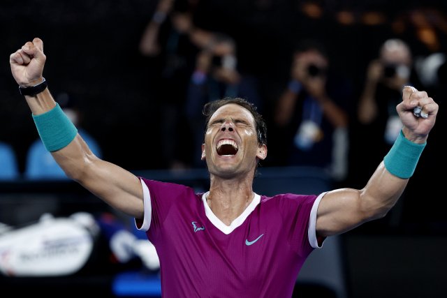 Rafael Nadal se raduje z 21. grandslamového titulu. Foto: ČTK / AP Photo / Hamish Blair